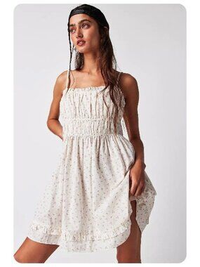 NWT Free People Ivory Combo Gabby Floral Mini Dress sz S
